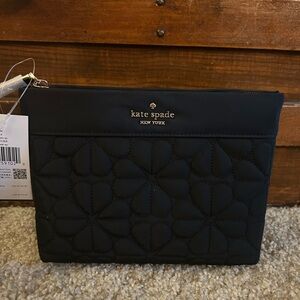 Kate Spade Flower Quilted Cosmetic Bag - Black - NWT